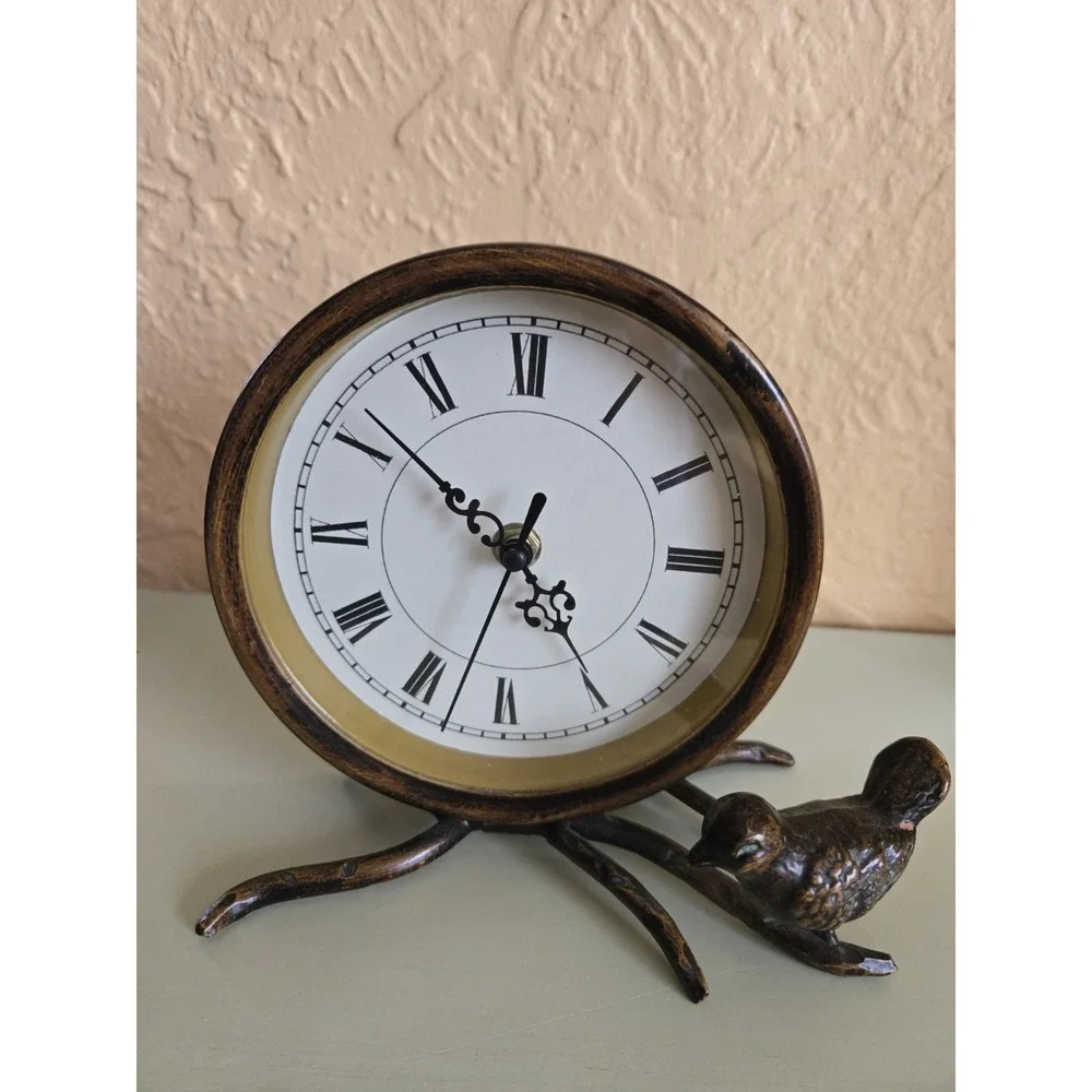 Nature Theme Clock With Bird, For Wall, Desk Or Mantel Quartz